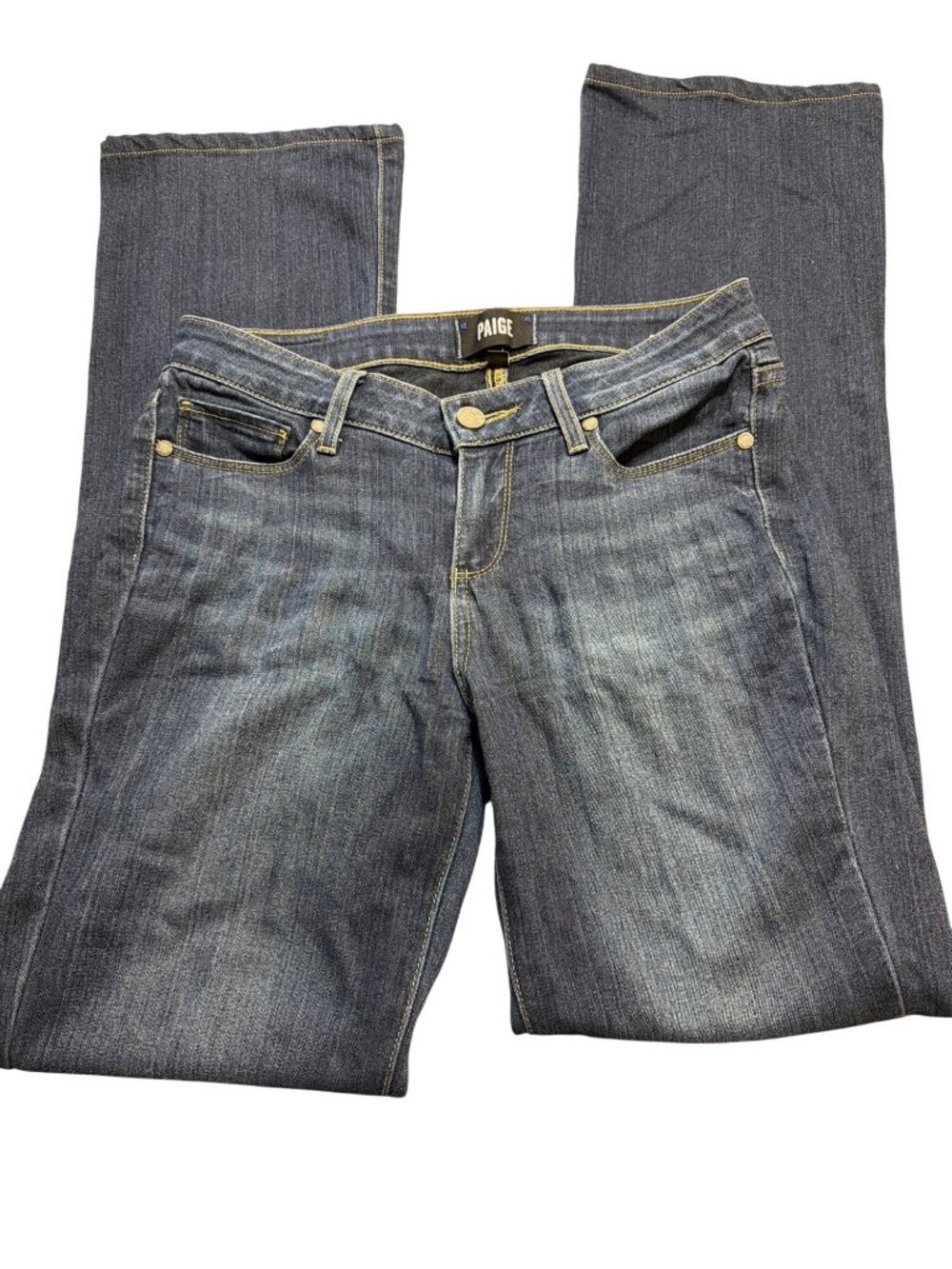 Paige Dark Wash Manhattan Blue Denim Jeans Straight Leg Made in USA Size 25 READ